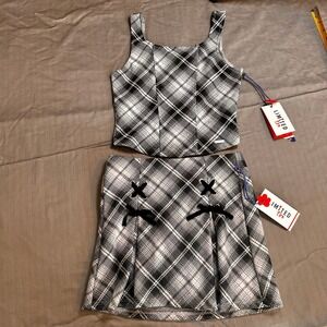 Limited Too Girls 2-Piece Plaid Skirt Set Blue Black NWT Size S 7/8 302170